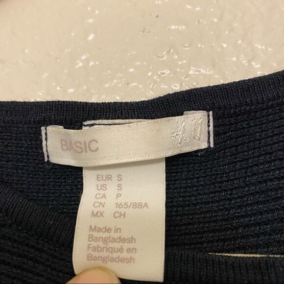 H&M black cropped ribbed wool blend crew neck sweater-S - Picture 6 of 9